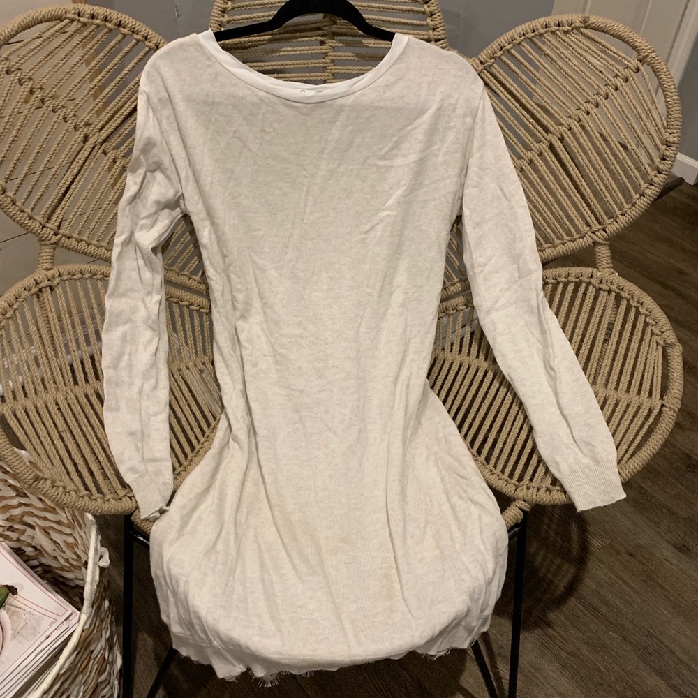 Nude lace sweater dress